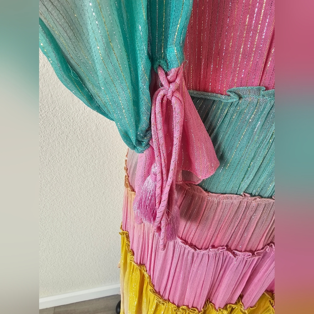 Rococo Sand Metallic Ombré Tiered Maxi Dress - Size Medium Rococo Sand - Picture 6 of 8